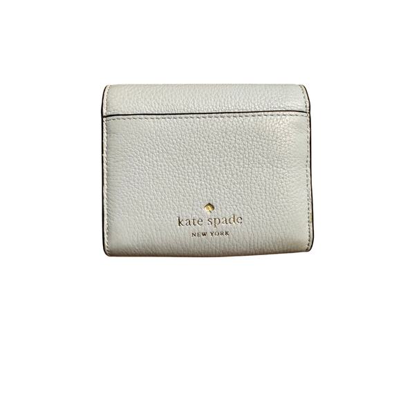 Kate Spade Marti Small Flap Bifold Wallet Light Blue Pebbled Leather - Picture 2 of 5